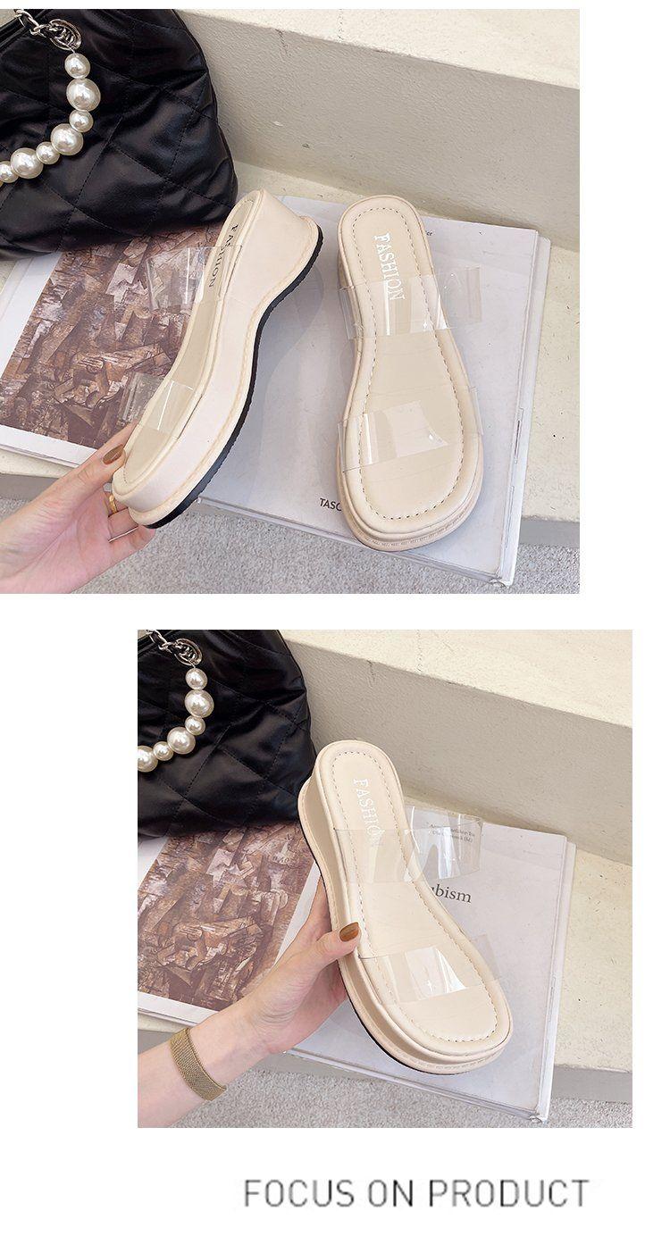 Product Introduction of Wedge Sandals 2025 New Women's Summer Transparent High Heels Thick Sole Chunky Heel Roman Beach Outdoor Slippers for Women 10