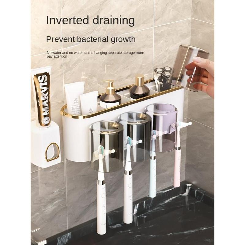 Tooth cup and toothbrush storage rack, with a modular design, can store ...