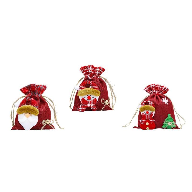 Christmas Drawstring Gift Bag Treat Pouch Sack for Goody Party Favor Winter 1