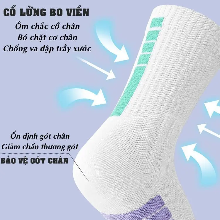 Tất Nam Nữ Thể Thao Chống Trơn Chính Hãng Cao Cấp Vớ Bóng Rổ Chạy Bộ Đá Banh Bóng Chuyền Cầu Lông Tennis Đạp Xe Tập Gym 4
