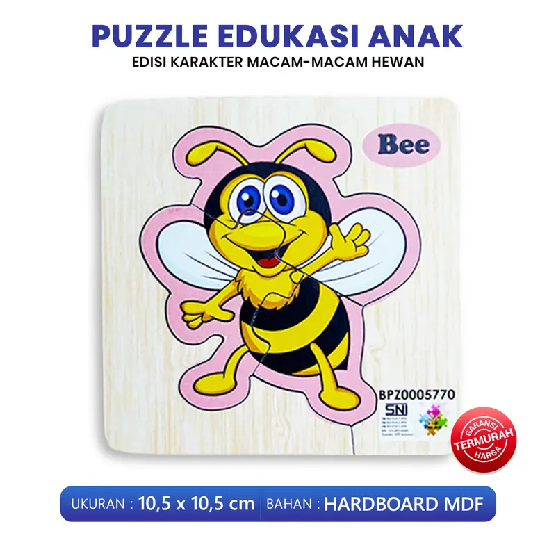 Puzzle Edukasi Anak / Puzzle Kayu / Puzzle Anak Seri Hewan Lion Turtle Bee panda Elephant Monkey Ukuran 10 Bahan MDF / King Puzzle Edukasi - BPZ 1