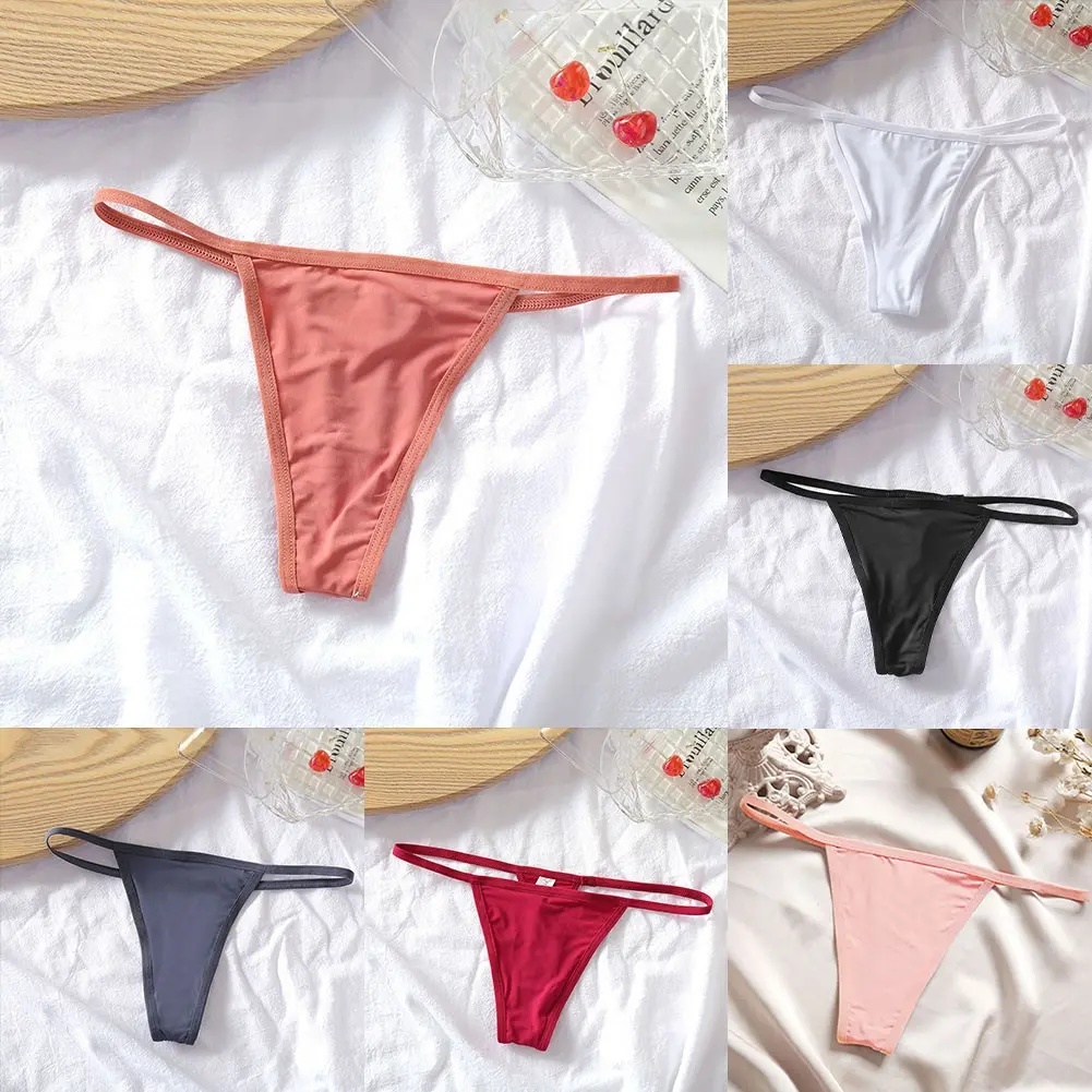 Ice Silk Panties Women G String Briefs Thong Lingerie Girls Thin Low Waist