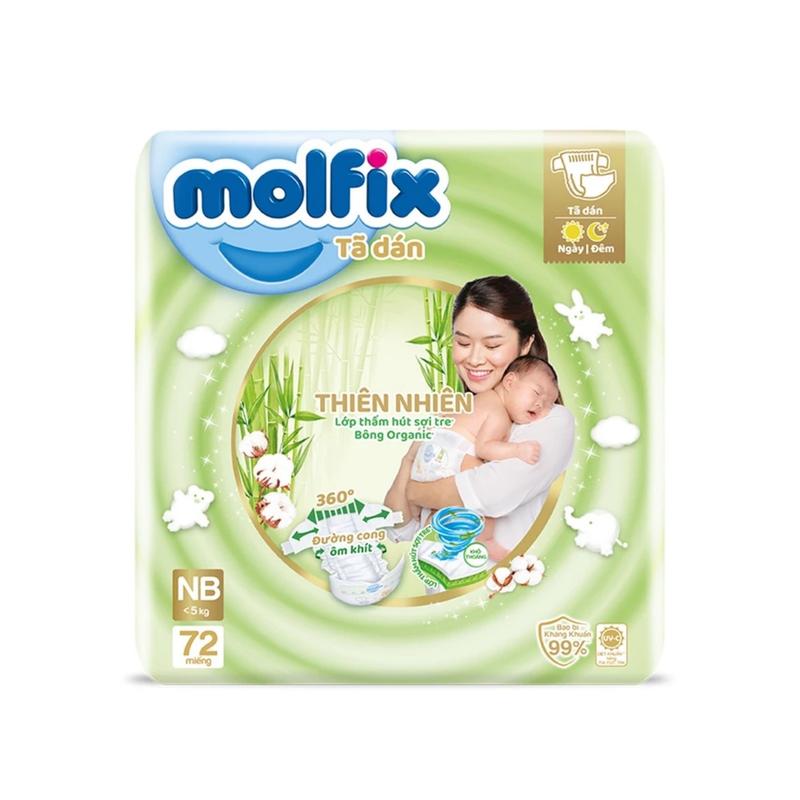 Tã dán Molfix sơ sinh dành cho em bé dưới 5kg- Gói 72 miếng Cho Bé