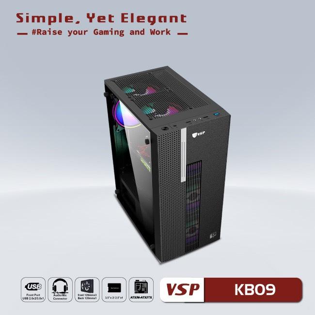Vỏ case máy tính KB09 Đen Trắng bên hông kính cường lực Giá chưa bao gồm fan hỗ trợ ATX M-ATX ITX pc