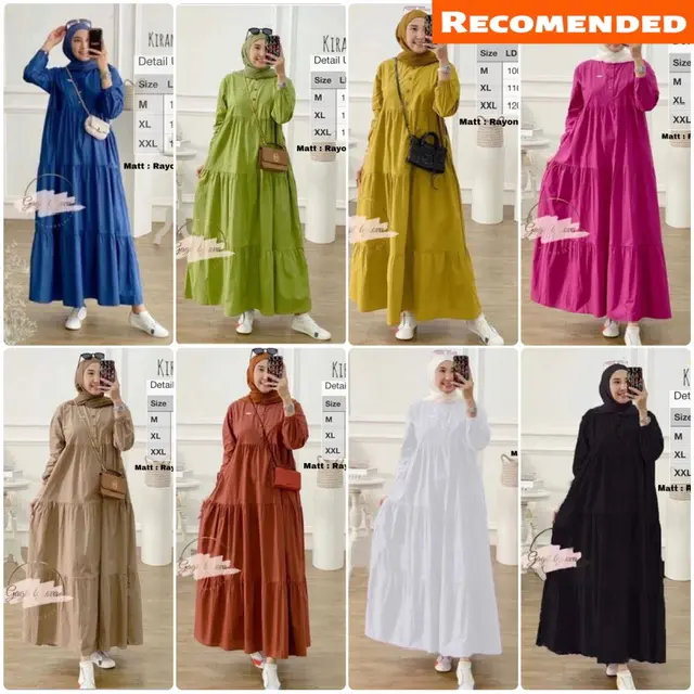 Batik Usman - Midi katun Rayon twill premium polos putih dress busui friendly kekinian muslim korea jumbo Terbaru Gamis Hitam
