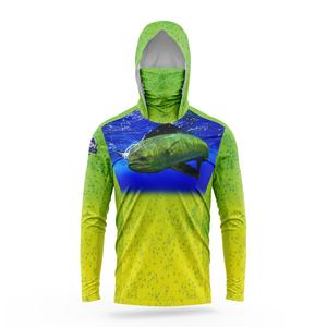 ชุดตกปลาและเสื้อป้องกันแสงแดด, เสื้อตกปลาแขนยาวมีฮู้ดพร้อมหน้ากากป้องกันใบหน้า ปรับแต่งชื่อฟรี ใส่สบาย ระบายอากาศได้ดี ป้องกันรังสียูวี ยากันยุง เหมาะสำหรับกิจกรรมกลางแจ้ง