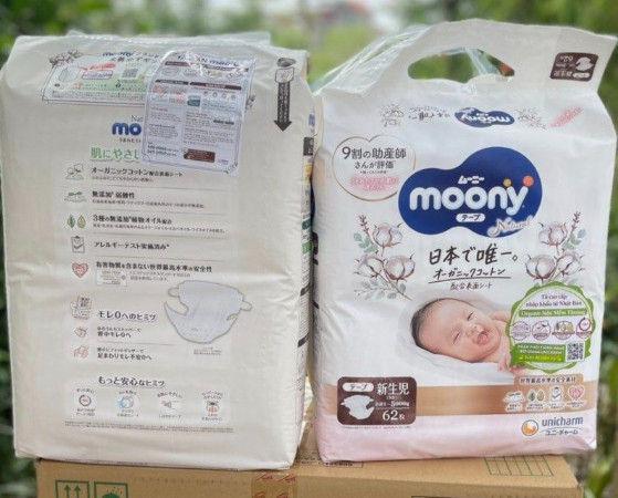 Tã/ Bỉm moony natural trắng nội địa đủ size từ NB62/S58/ M46/ M 46/ L38/L36/XL32
