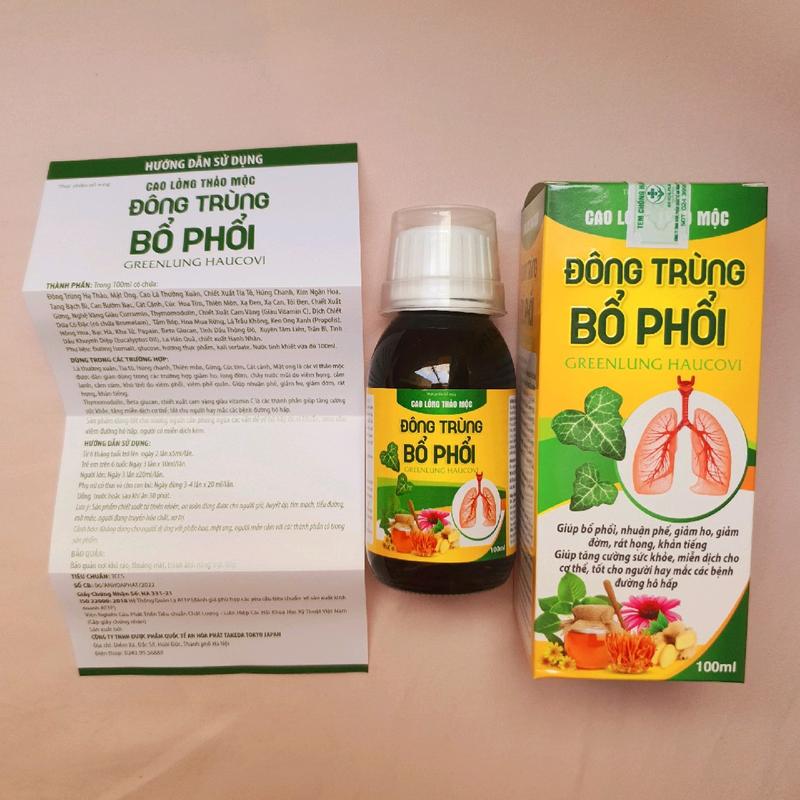 [Freeship HCM] Combo 6 chai thủy tinh 100ml Siro ho đông trùng bổ phổi xuyên tâm liên, thành phần thảo mộc tự nhiên