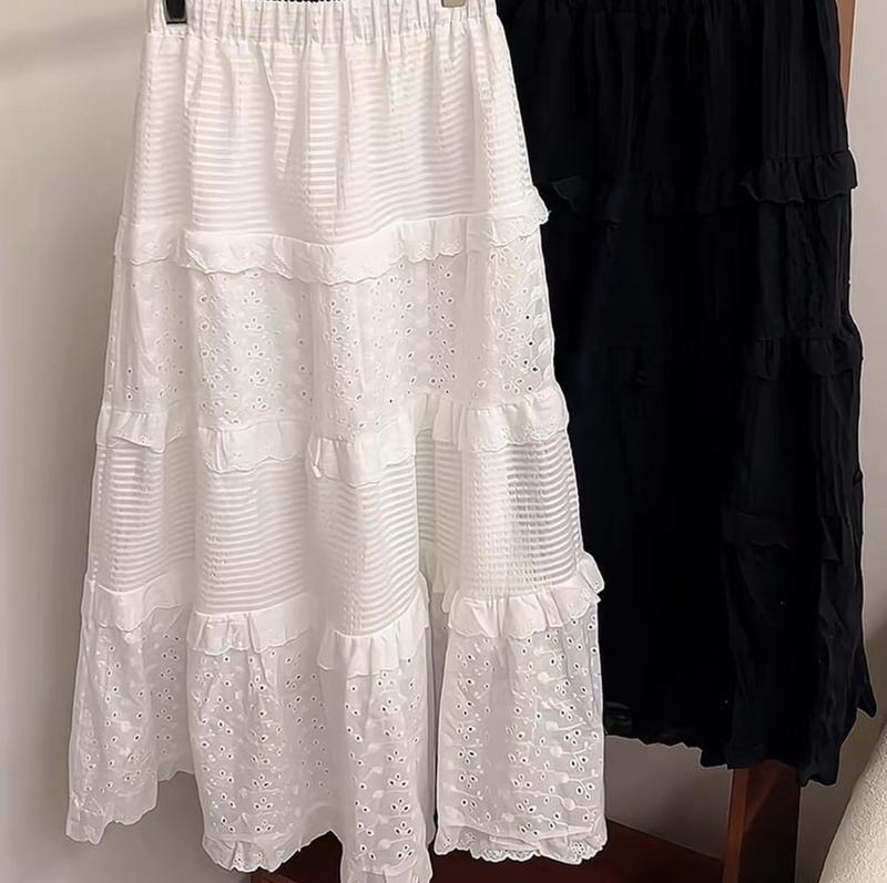 [ Bigsize 55-100kg] Chân váy ren xếp tầng dáng dài ulzzang Daily Me viền ren dáng xòe midi kiểu Hàn Quốc
