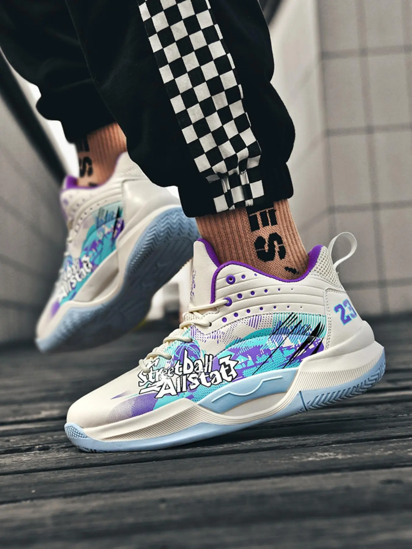 Men's Basketball Shoes, Sporty Lace Up   Basketball Shoes, Breathable Comfortable Non-slip Shock-absorbing Basketball Shoes for Men