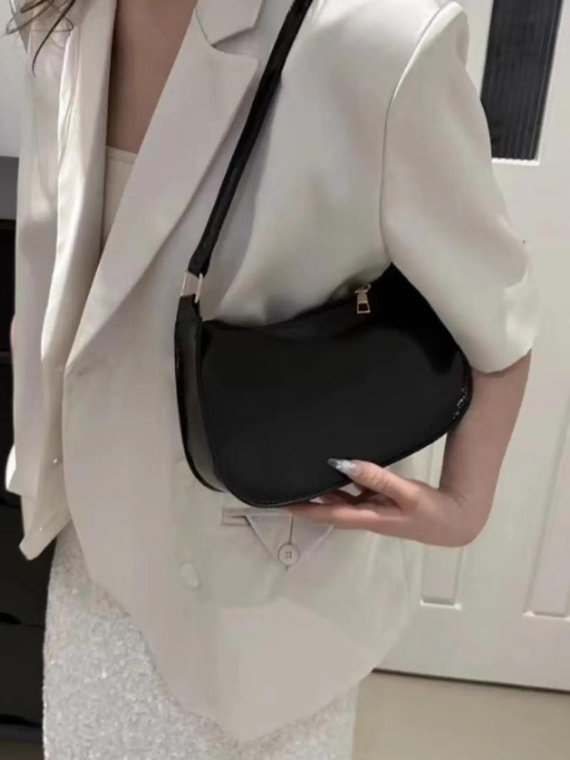 Product Introduction of Fashion Solid Color Shoulder Bag, Casual Versatile PU Leather Underarm Bag for Women, Trendy All-match Commuter Bag for Daily Used 4