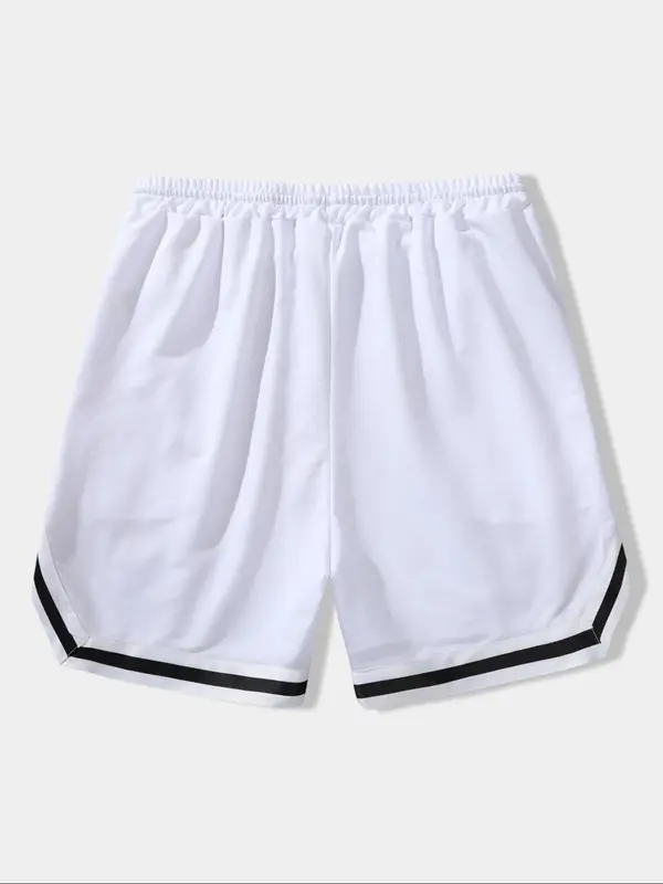 Men's Regular Fit Solid Color Striped Trim Shorts, Casual Comfy Breathable Shorts for Summer, Men's Bottoms for Daily Wear 1