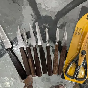 Pisau garnish / pisau ukir buah / pisau carving isi 8 acar dan gunting