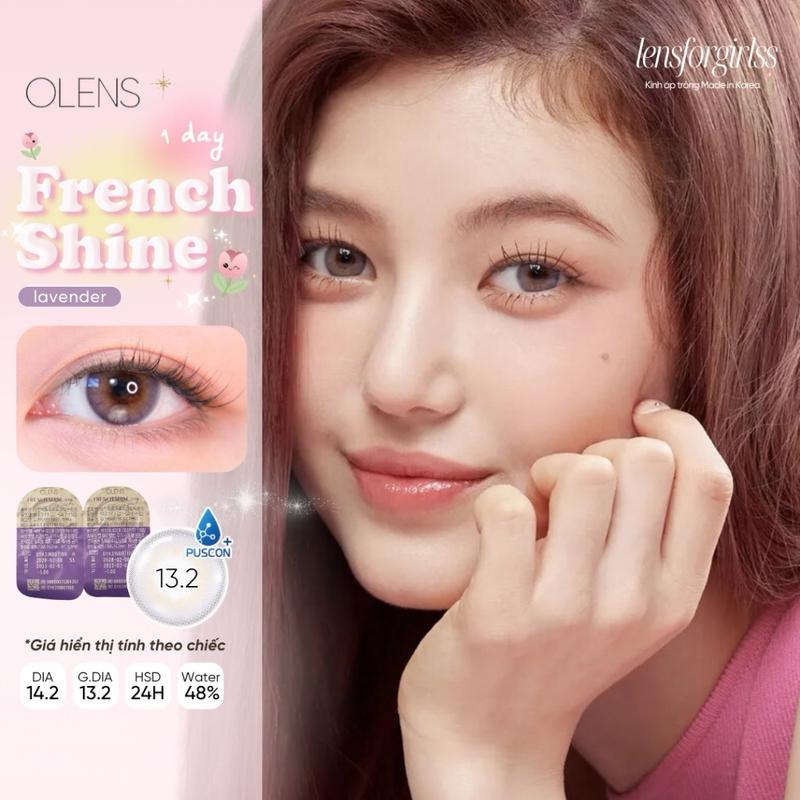 Kính áp tròng 1 NGÀY FRENCH SHINE LAVENDER chính hãng Olens | Lens cận 1 ngày | LENSFORGIRLSS