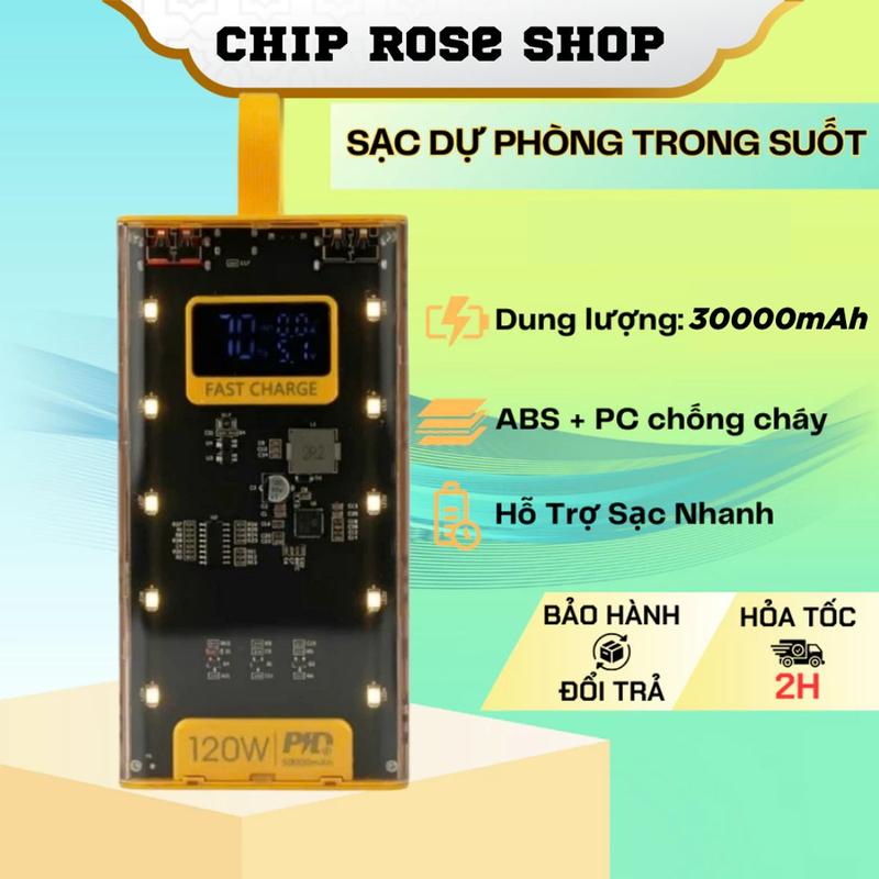 Sạc pin dự phòng 30000 mAh-120w,sạc nhanh cho điện thȯại di động vo sac dự phòng pinsac duphong sạc dự phòng 80000mah sạc dự phòng siêu trâu sạc dự phòng 30000mah 120w
