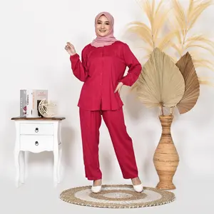 KARINA OneSet Setelan Piyama Wanita Katun Rayon (TPO) Atasan Celana Fit Kancing Tangan Panjang