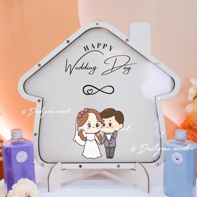 Tranh Rót Cát Ngày Cưới Hình Ngôi Nhà Nấm Theo Mẫu Có Sẵn - Dailymemint 6