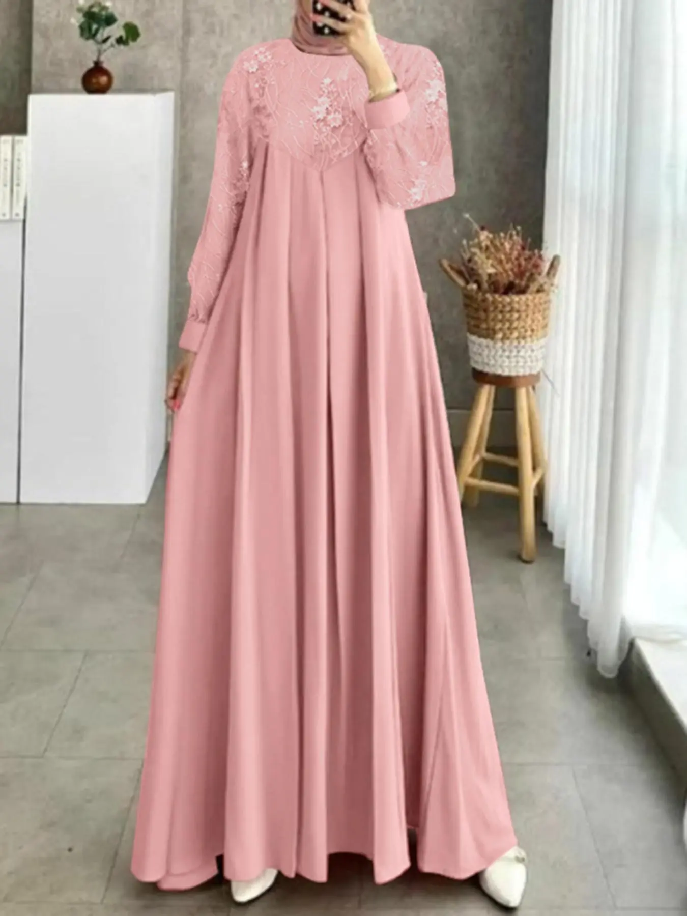 Women's Floral Embroidery  Long Sleeve Dress, Elegant Long Dress for Party Wedding Guest, Ladies Clothes for All Seasons