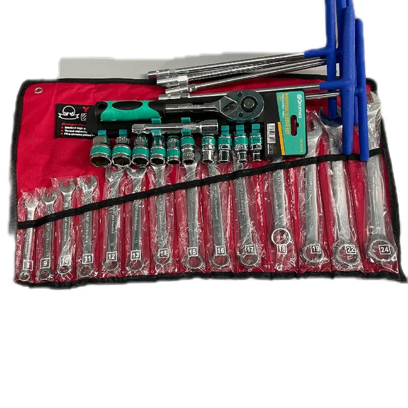 ComBo 3 Món sửa  Chữa có 1 bộ khẩu 12 chi tiết 1/2 GF + 1 bộ cờ lê 8-24 + 1 bộ khoá T 8/10/12/13/14 1