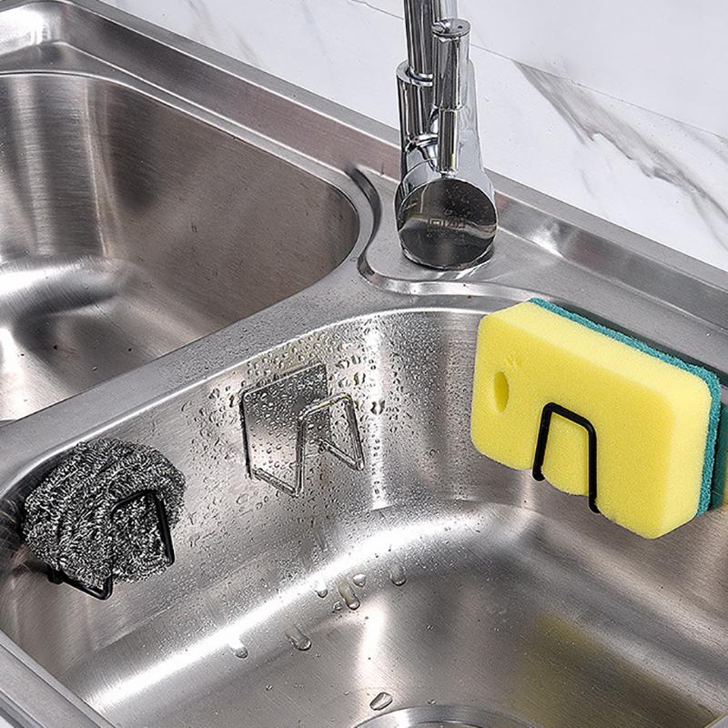 [YCK]Kitchen Sponges Racks Self Adhesive Sink Sponges Drain Drying Rack Holders Kitchen Sink Accessories Dropshipping Stainless Steel Hanging Light 4