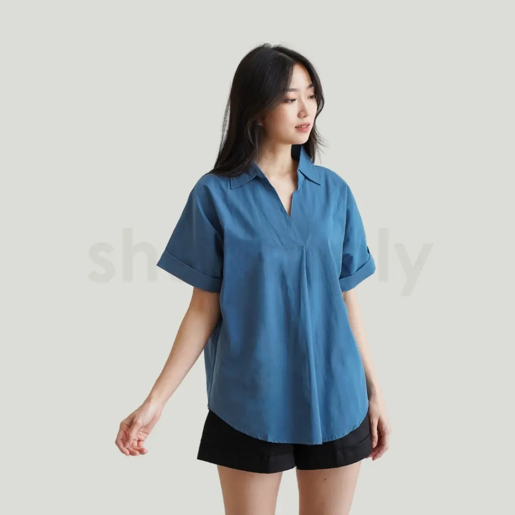 Shesimply Maru Kemeja Katun Atasan Wanita
