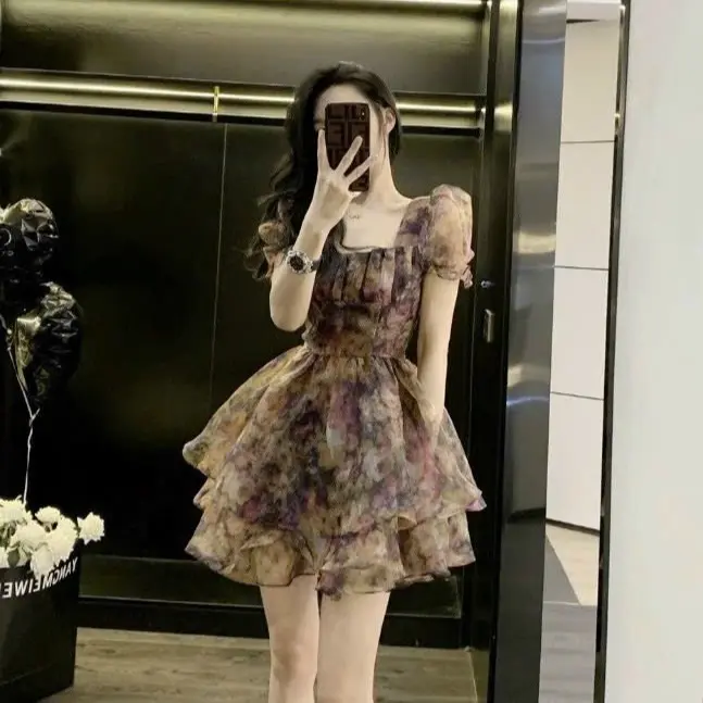 Đầm Voan Hoa 2 Tầng Xoè Siêu Xinh Tôn Dáng Nữ Women Dress Voi