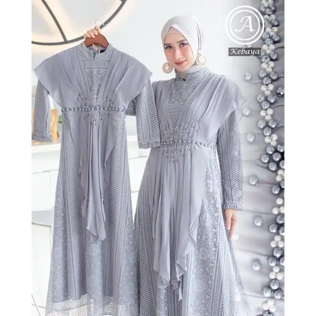 SatriaStore08 / Gamis Malika Couple Ibu & Anak / Dress Couple Kondangan / Dress Brokat Original / Dress Mewah / Dress Ibu Dan Anak / Couple Mewah / Gamis Pesta Modern / Gamis / Gamis Kekinian