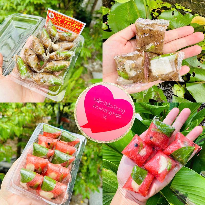   Combo 8 Hộp  NEM LAI VUNG ĐẶC SẢN MIỀN TÂY-NEM CHUA TỎI ỚT TIÊU LÁ CHÙM RUỘT-HỘP 180gr Đến 200gr NEM BÌ THỊT Ớt Xiêm Xanh-HỘP 200gr Lưu Ý Miền Bắc Trung Không Ăn Ngọt ăn Không hợp khẩu vị 