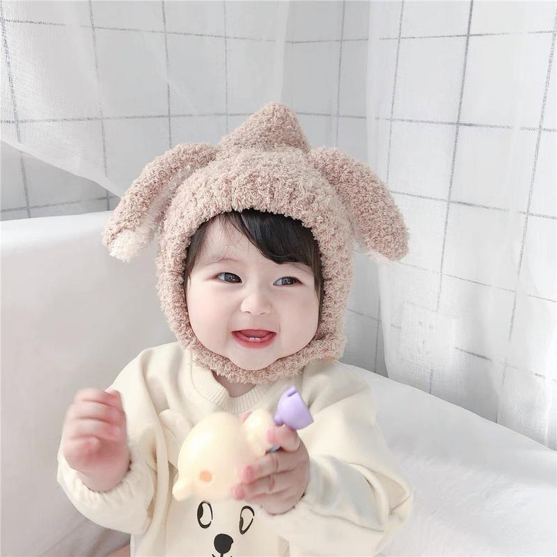  Mũ lông cừu tai thỏ mũ len chùm đầu cho bé - MS2030 