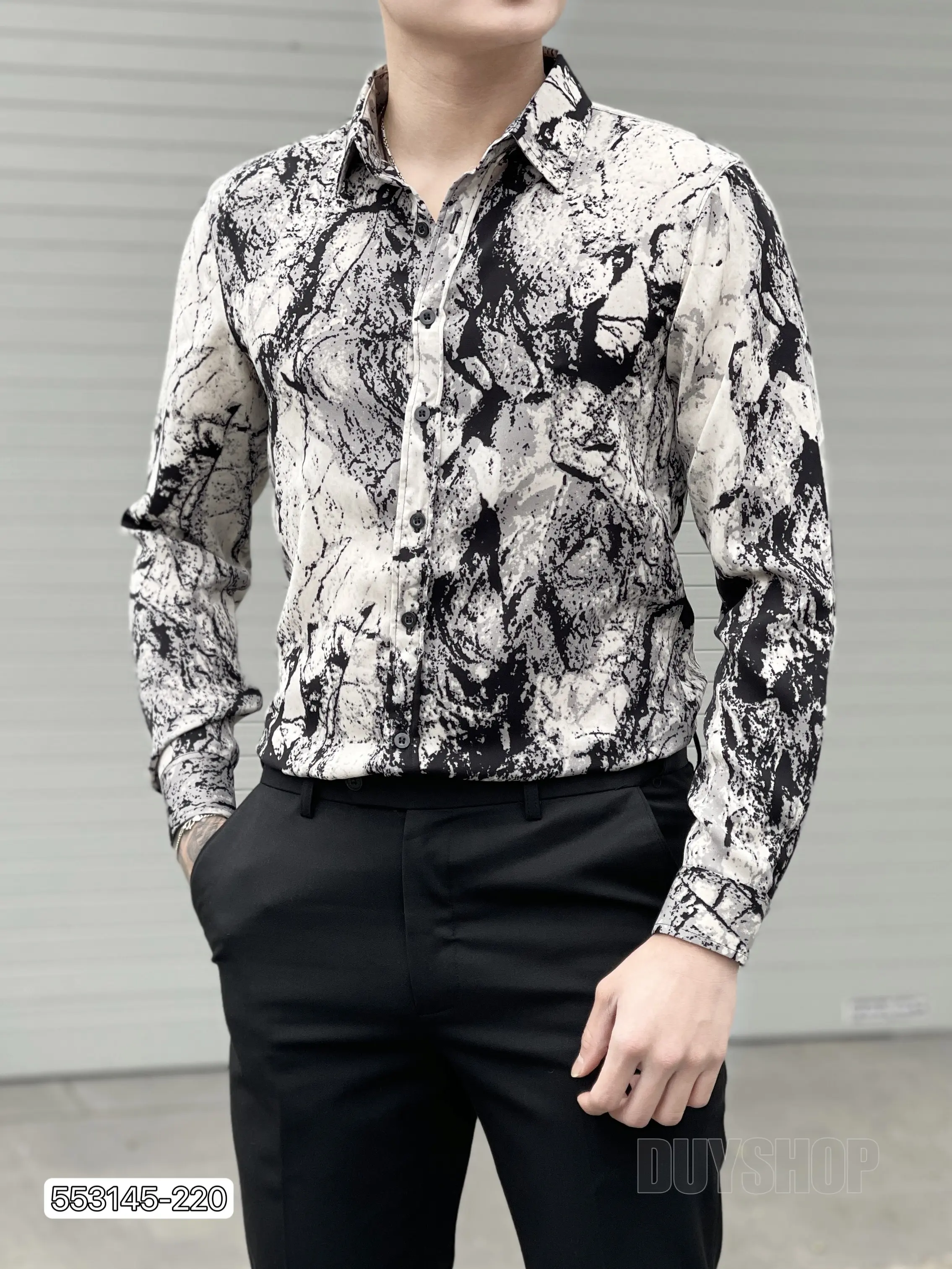 [DS4] 4 mẫu Áo sơ mi nam họa tiết loang màu vải lụa mềm mịn [DuyShop] Menswear