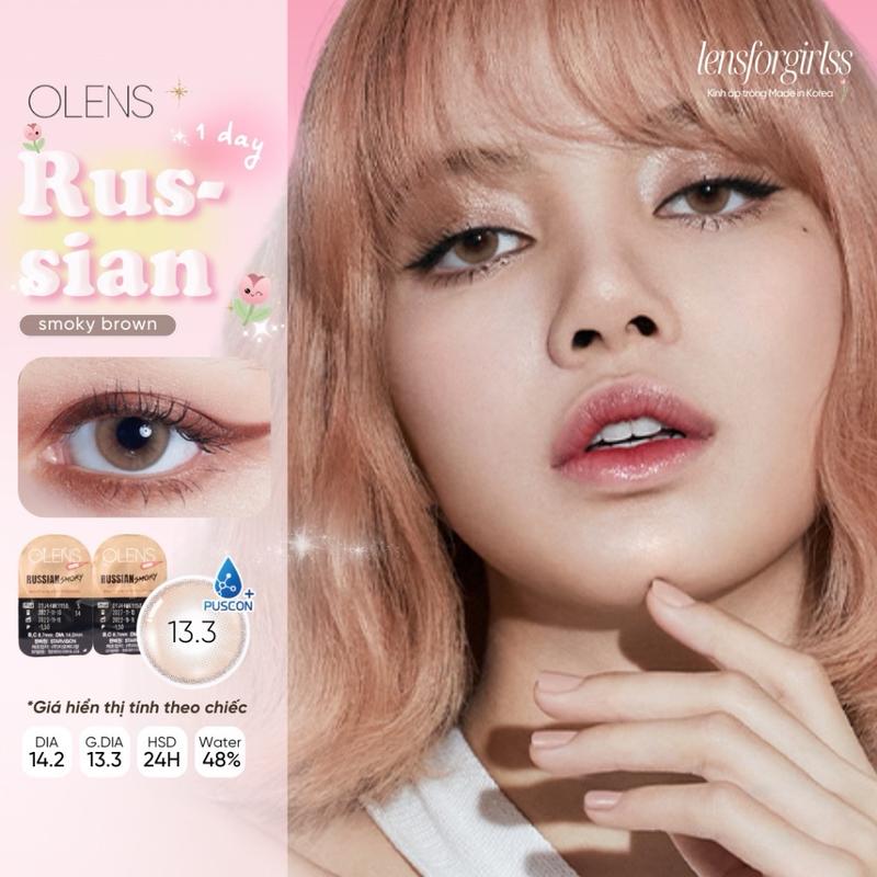 Kính áp tròng nâu tây sáng 1 NGÀY RUSSIAN SMOKY BROWN chính hãng Olens | Lens cận 1 ngày