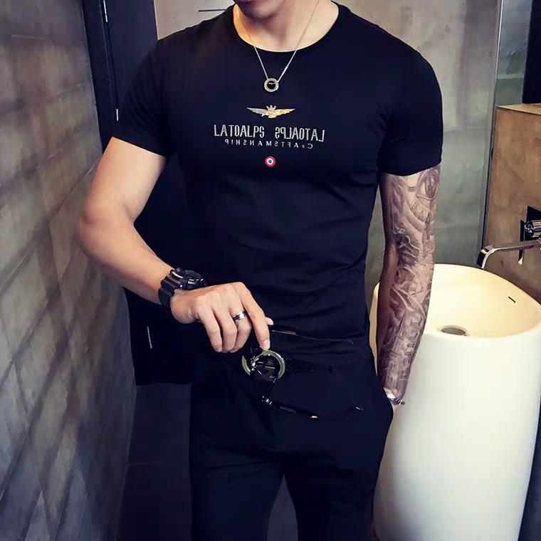 Nobrand Áo Thun Nam Body Thun Lạnh Co Giãn Tốt Mắt Cổ Tròn Tay Ngắn Màu Đen & Trắng Đơn Giản Sang Trọng Lịch Lãm Menswear Top Shirt Z2 Jean latoalps Chất Liệu Cotton Fom Dáng Ôm Nhẹ