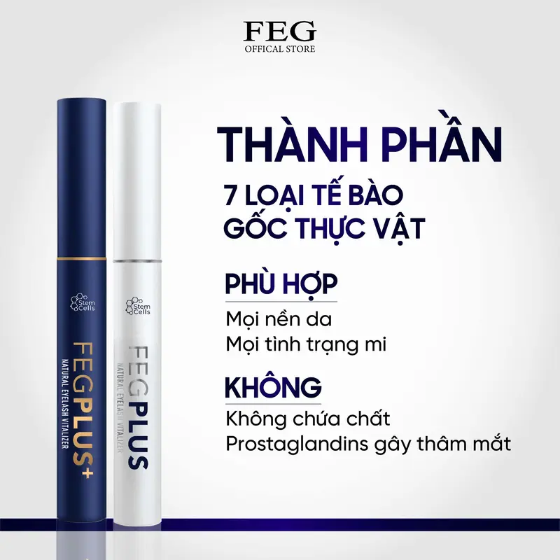 Combo Serum Dưỡng Mi [ KHÔNG KÈM QUÀ TẶNG] FEG Plus Stem Cells ngày và đêm không chứa Prostaglandins gây thâm mắt giúp mi dài và cong (5ml/lọ) Chuốt Mi 3