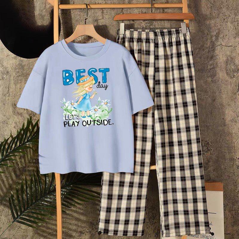 Product Introduction of Sét  bộ Áo phông in hình chữ Best Day + Quần Kẻ Karo, chất đẹp mặc không xù, thiết kế cá tính. 18