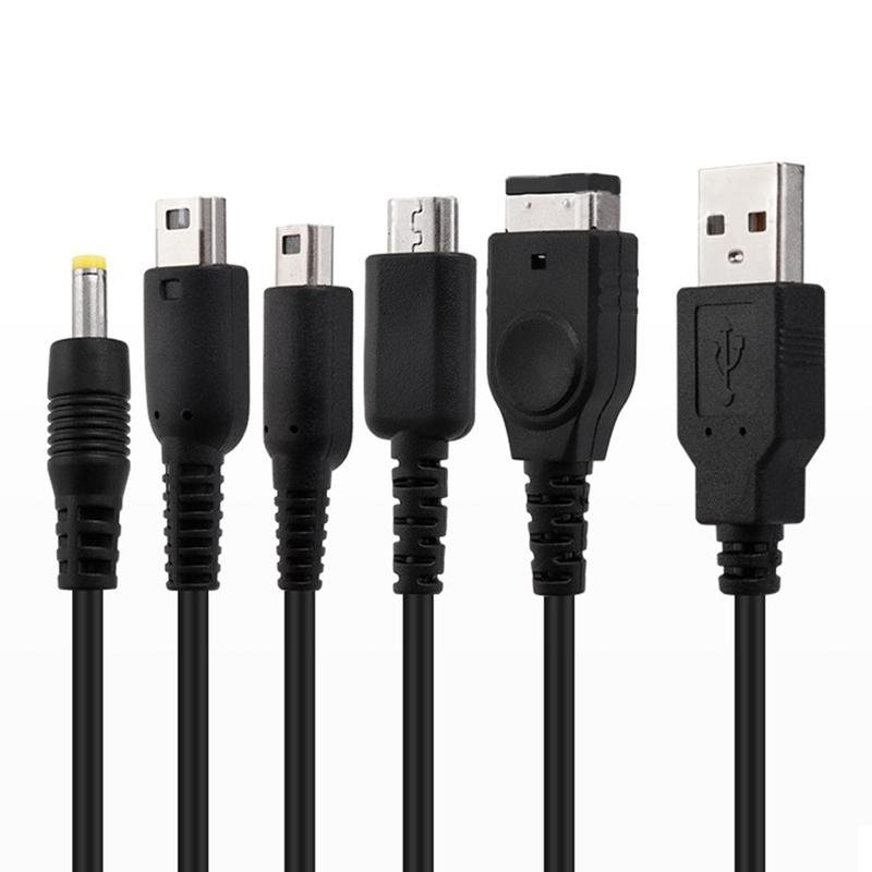 5 in 1 Charge Cable Cord for NDSL/WiiU/New 3DS XL 3DS XL 2DS DsiXL for NDS/GBASP/PSP1000 2000 3000 USB Charger 2