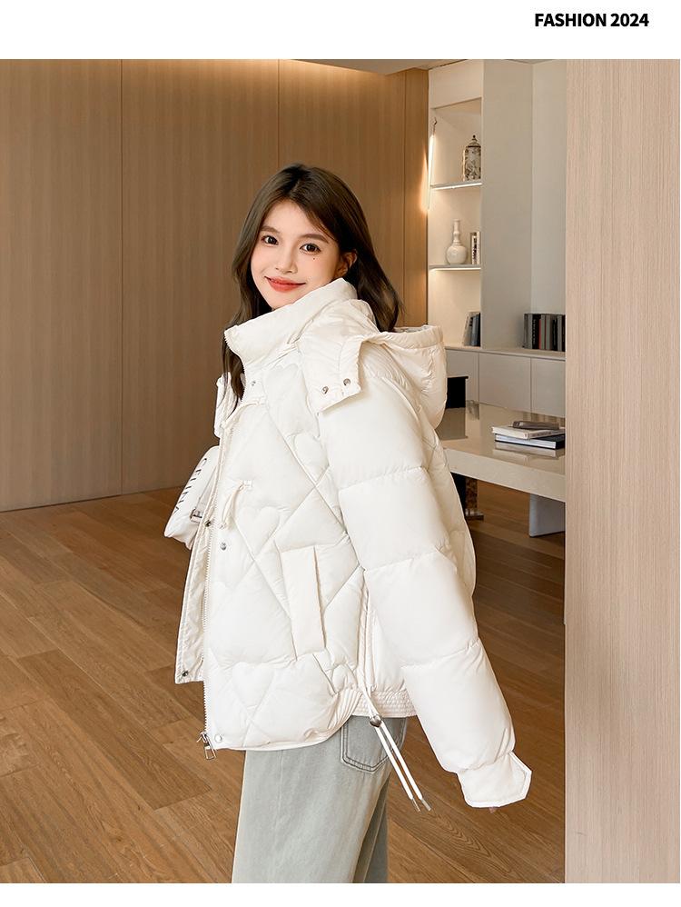 Product Introduction of Fashion Short Cotton-Padded Coat for Women Autumn and Winter New 2024 Korean Style Solid Color with Match Cotton Coat Jacket Thickened Padded Jacket Outer Wear 22