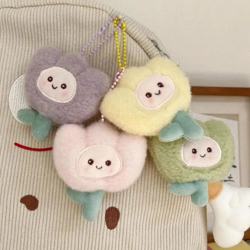 Plush Keychain Kawaii Cartoon Tulip Soft Stuffed Flower Dolls Bag Pendant Decoration Car Keyring Accessories Bag decoration accessories