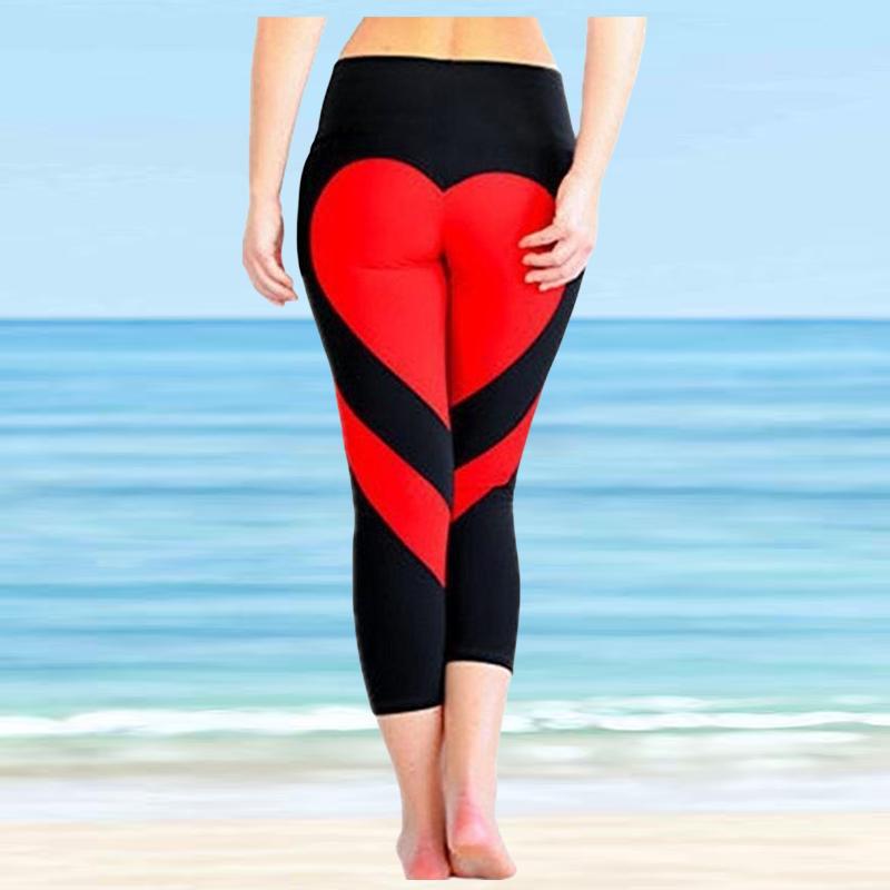 Product Introduction of Women's Sports Fitness Leggings Gym Heart Print Running Push-Up Leggings New Workout Sports Stretch Pants  XS-8XL 3