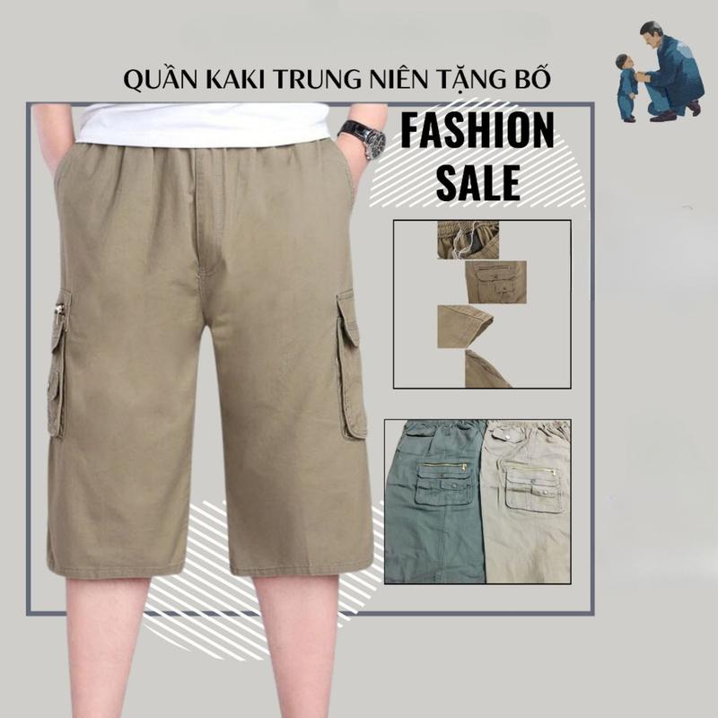 QUẦN KAKI ngắn nam trung niên cho bố cho ông Menswear Quần Lửng Pants Có Túi