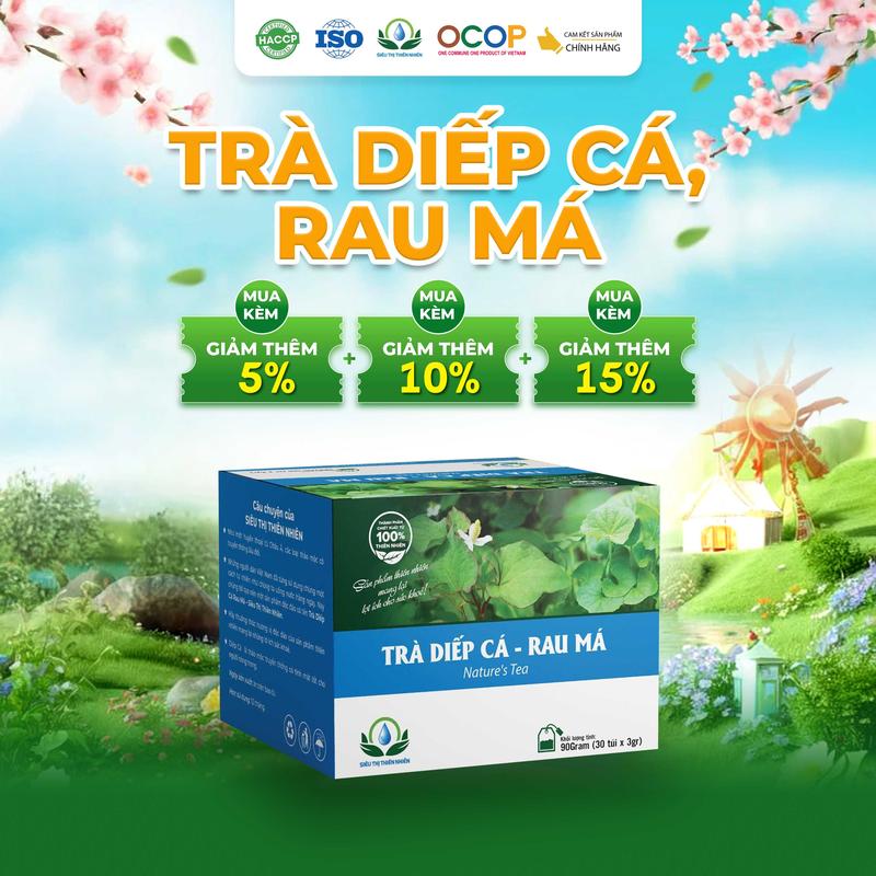 Trà Diếp Cá Rau Má Hộp 30 Túi Lọc Siêu Thị Thiên Nhiên nướcuống đẹp Chè Tea