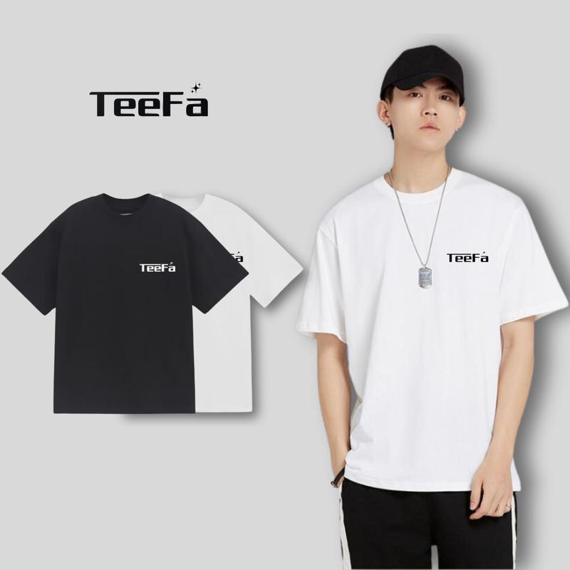 Áo thun nam nữ Basic TEEFA, áo phông tay lỡ hai màu đen, trắng chất cotton mát mịn thấm hút mồ hôi Cổ Tròn Menswear