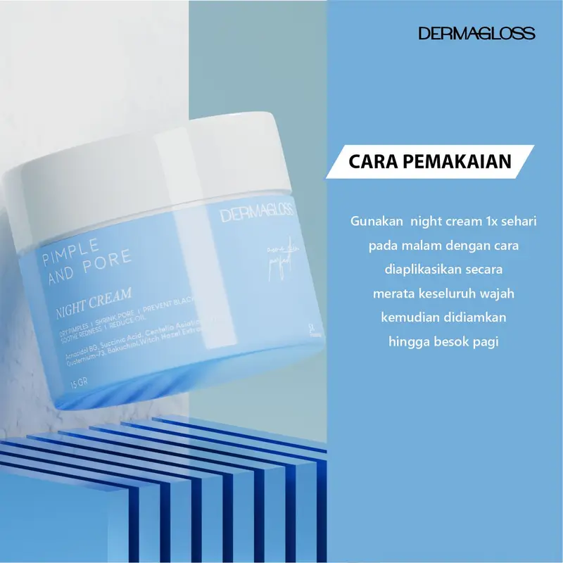 DERMAGLOSS - Night Cream Extra Clear Pimple & Pore - Kulit Berjerawat 4