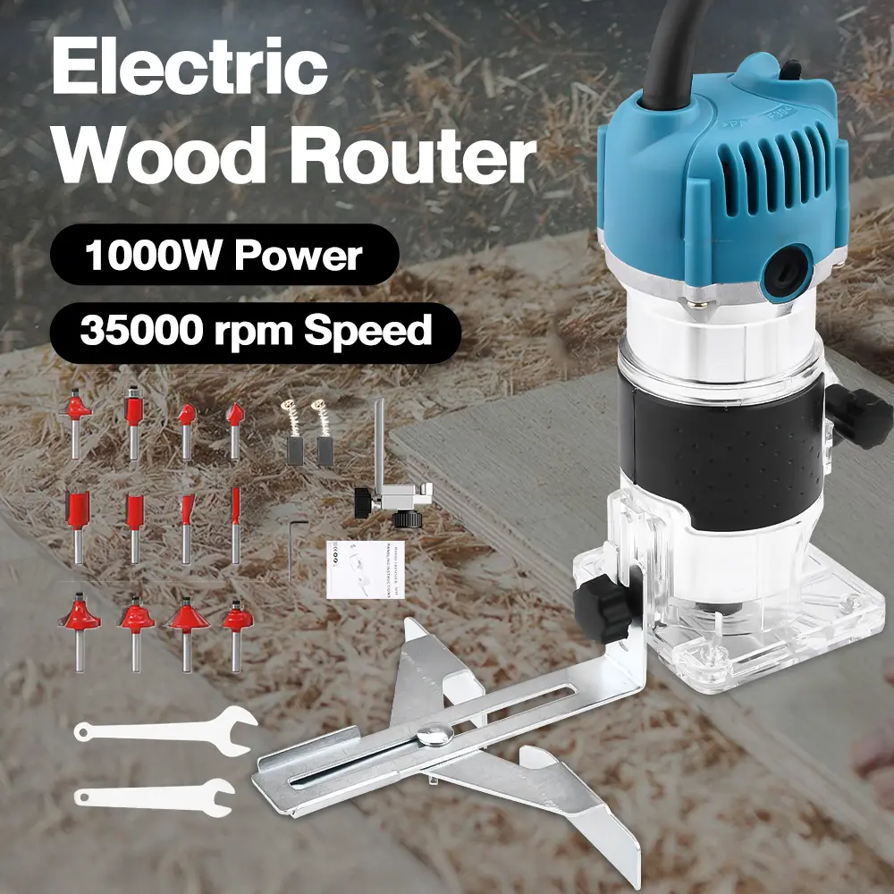 Electric Wood Trimmer 1000W 220V Electric Trimmer Woodworking Tool Set for Wood Palm Edge Router Trim Carpentry