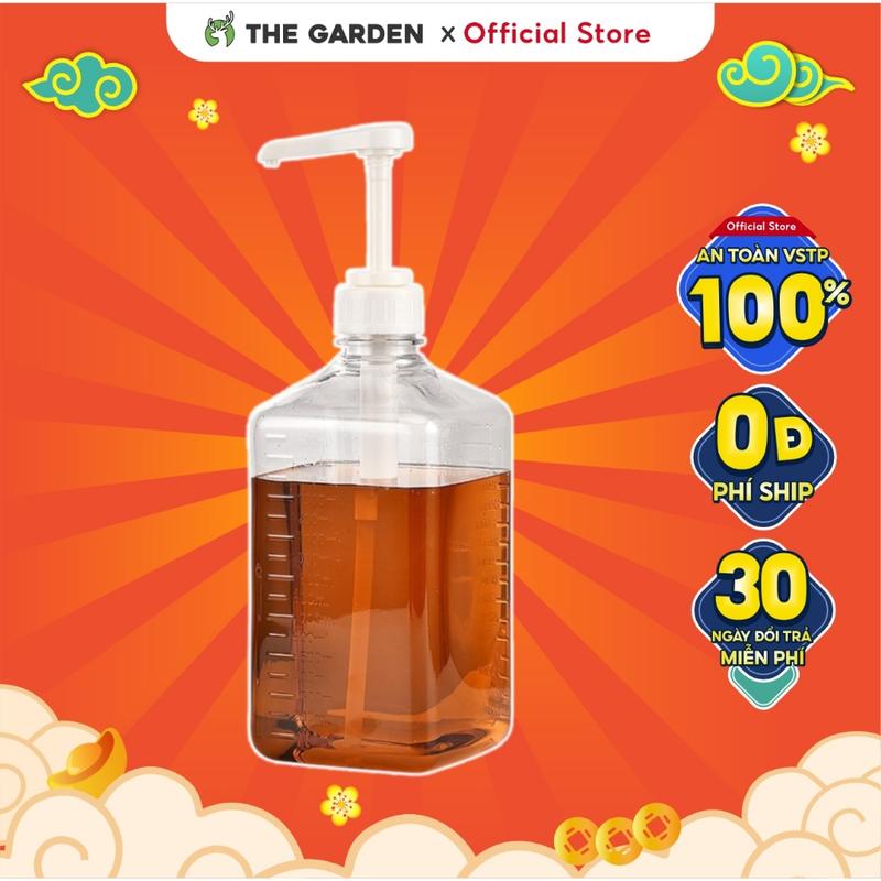 Bình đựng siro bằng nhựa dung tích 1,6L 1600ml có vòi pump định lượng 10ml 1 lần bơm dung tích - THE GARDEN IGWT