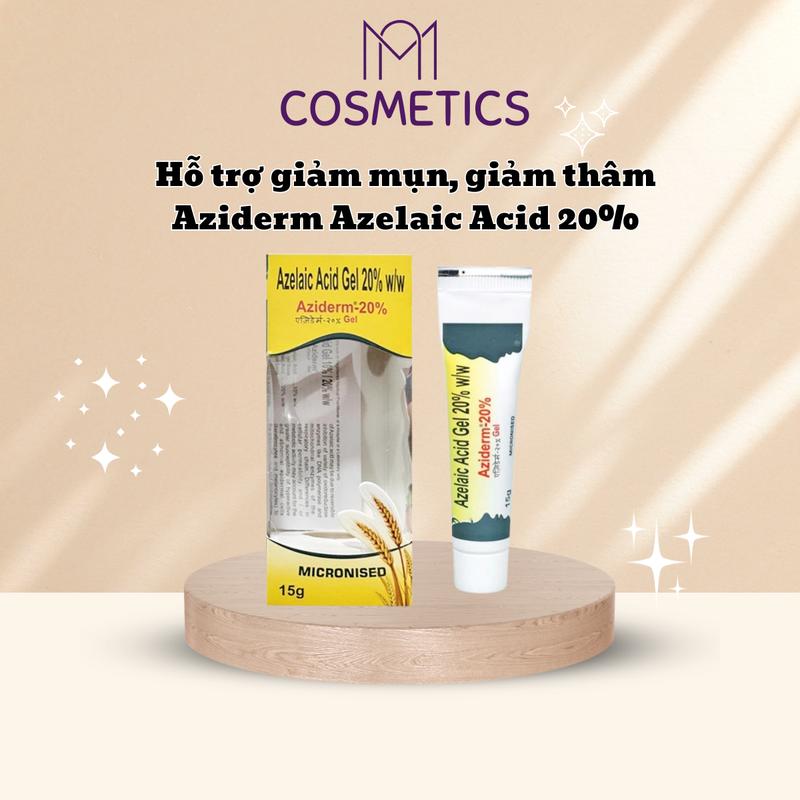 Aziderm Azelaic 20% Gel, Hỗ trợ Giảm mụn, Giảm thâm, Kem chấm mụn 15g Skincare Làm Đẹp Da Nữ Women