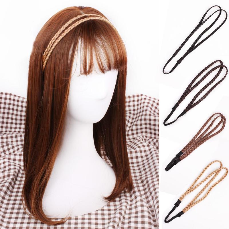 Product Introduction of Pop Elastic Twist Headband Headwear Head hoop 4 colors Double Braided Wig Headband Braided Hair Band Synthetic Wig 5