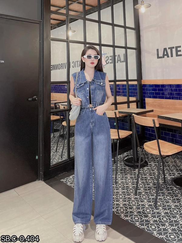 Set Áo Gile Bò + Quần Bò Ống Xuông - Mã 404 Nữ Women