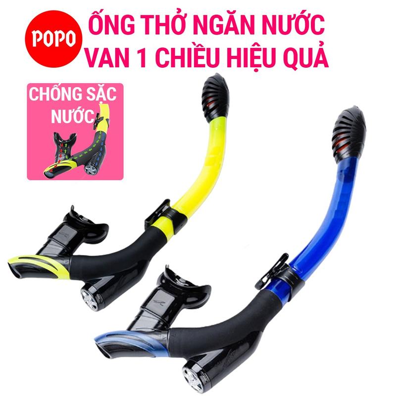 Ống thở lặn biển POPO Tube-Tuo với 2 van chống sặc ngăn nước 100% mặt  nạ ống  thở