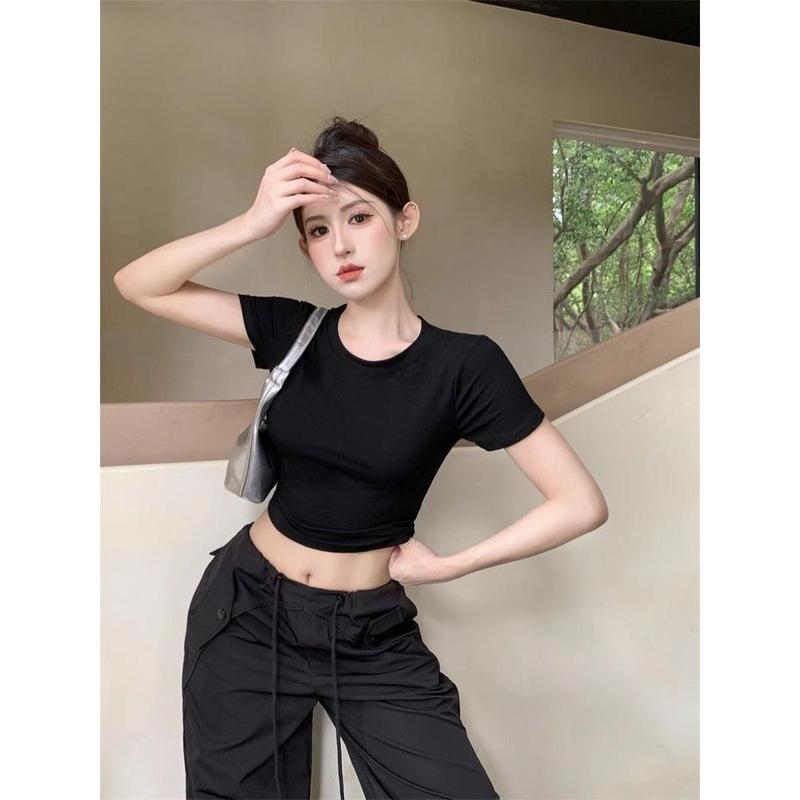 Áo Thun Ngắn Tay, Phong Cách Phương Tây Ngọt Ngào, Thiết Kế Xinh Xắn, Dành Cho Mùa Hè Của Phụ Nữ, Vai Rỗng Hình Bướm, Hở Lưng, Mỏng Vừa Vặn, Áo Ngắn 6
