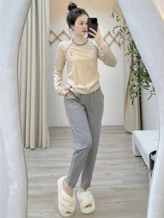 Bộ Thu Đông Dài Tay Nữ Umi Xleo Cổ Tròn Phối Viền Thêu Ngựa - Chất Liệu Mềm, Mịn, Thoáng, Không Phai Mầu Women 2